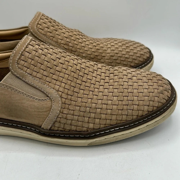 Johnston & Murphy McGuffey tan woven slip-on loafers, size 10 - Picture 11 of 16